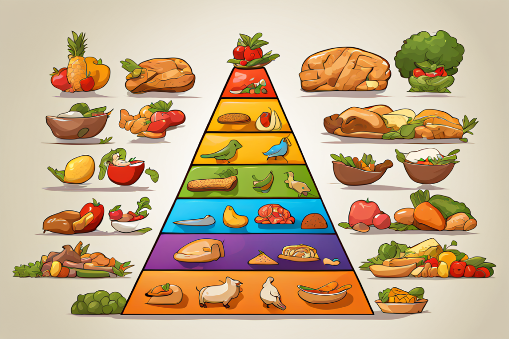 Piramide alimentare che indica gli alimenti in cui avviene la biomagnificazione dei metalli pesanti.